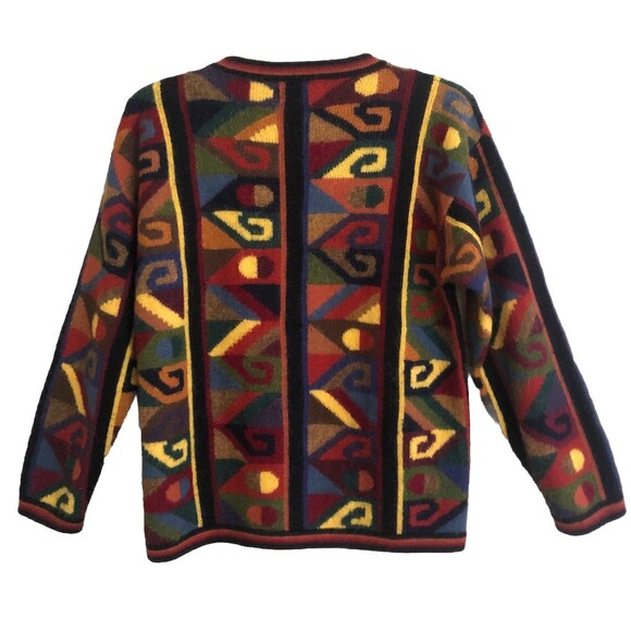 Artesanias Illary Baby Alpaca Cardigan Womens Size M Colorful Abstract Sweater - Picture 6 of 13